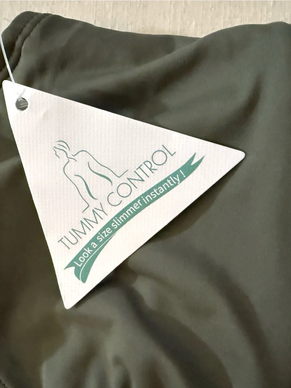 Olive Green One-Piece Swimsuit with Ruched Front